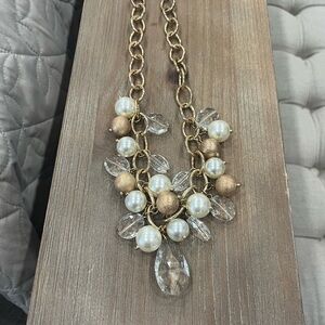 Boutique Elegant Gold and Pearl Statement Necklace